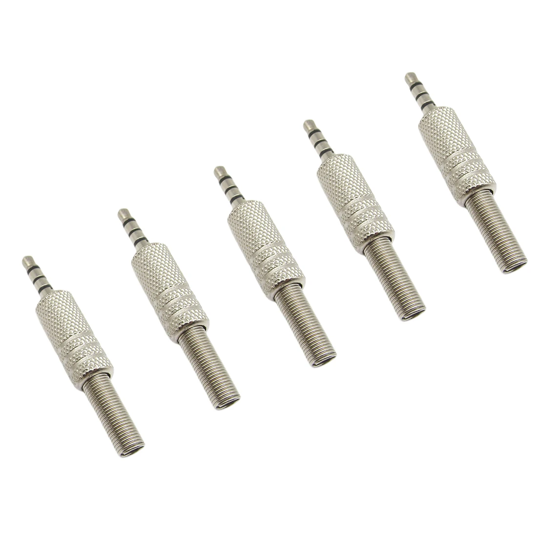 

centechia New 5Pcs 3.5mm 1/8" Stereo Male Audio Jack Plug Adapter Connector Silver High Quality