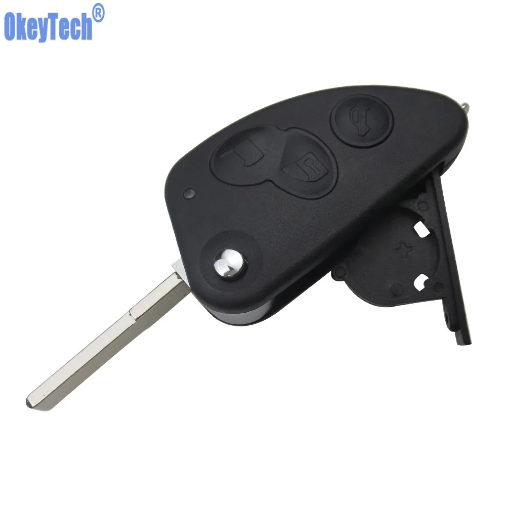 

OkeyTech Flip Remote Key Case for ALFA ROMEO 147 156 166 GT 3 Buttons Uncut Blade Blank Replacement Key Shell Keyless Fob Cover