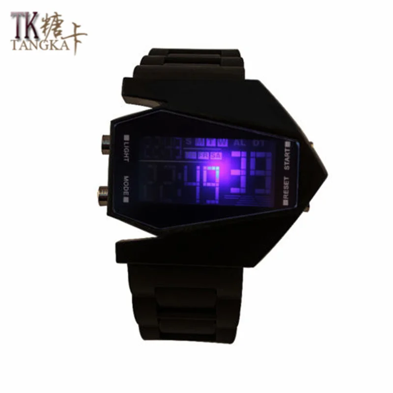 

New Fashion Black Casual Unisex Watch Airplane Model Creative Rubber Watch LED Watch Digital Display Strap