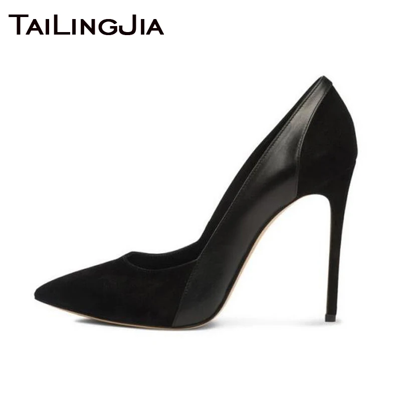 

Faux Suede Mixed Soft Pu Leather Brand Women Pumps Woman Shoes High Heel Ladies Blue Pointed Toe Pumps High Quality Handmade Hot