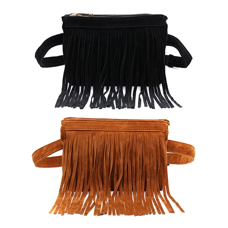 

THINKTHENDO 1PC Women's Tassel Fanny Pack Belt Waist Bag Bum Phone Coin Cards Purse Belt Wallet