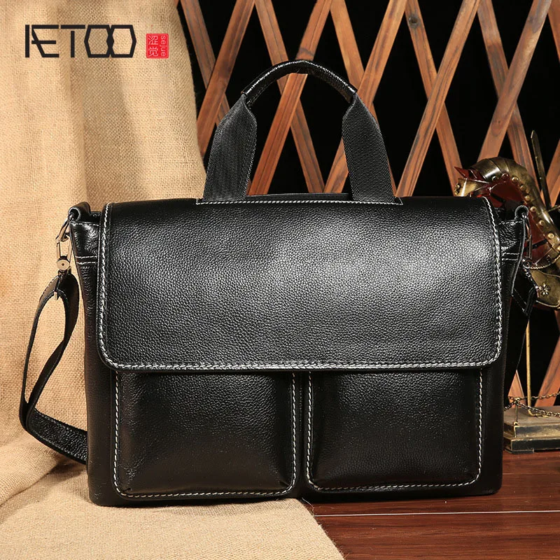 

AETOO new winter leisure business men's fashion leather bag shoulder messenger bag bag