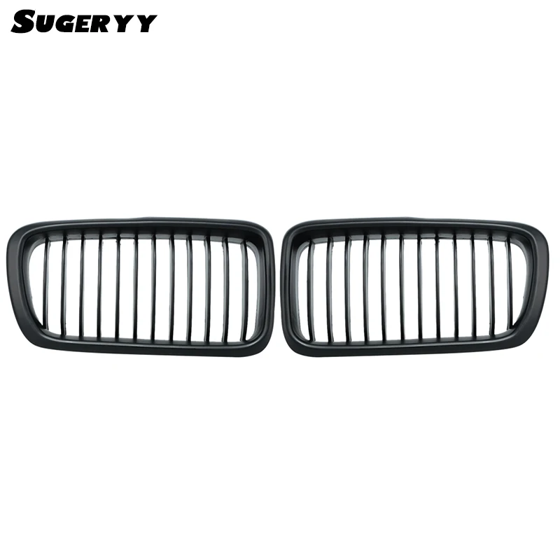 SUGERYY 1 Pair For BMW 7 Series E38 Sedan 1999-2001 Matte Black M Color Front Kidney Car Racing Grill Grille Bumper Car-styling