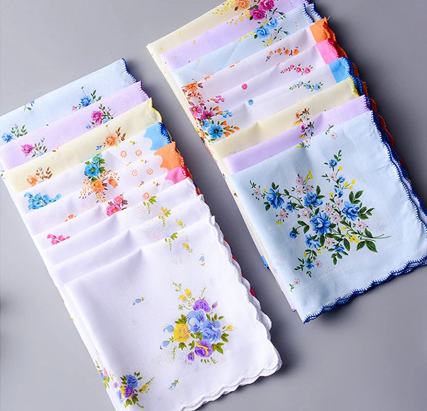 

100% cotton flower crescent soft handkerchief unisex sweat-absorbent handkerchief