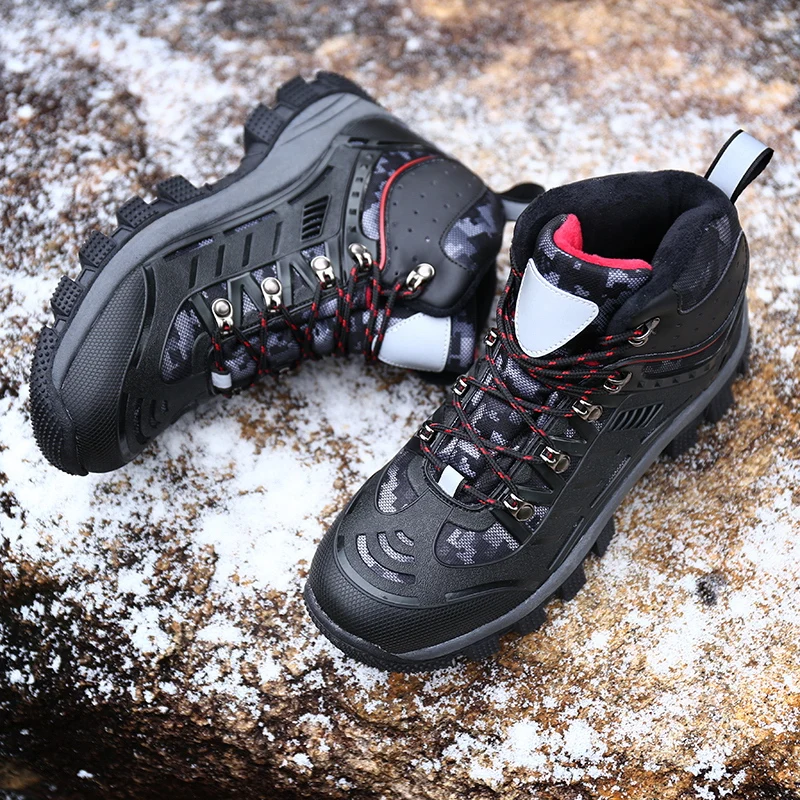 Thestron удобные горные мужские ботинки зимние мужские меховые походные ботинки Резиновая подошва Трекинговые ботинки черные серые мужские ботинки для охоты