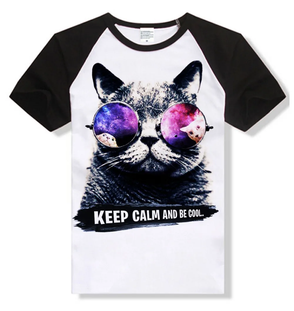 

Super cute keep calm cat t shirt women lovely 3D summer cool shirt Good quality comfortable cotton tops brand shirts