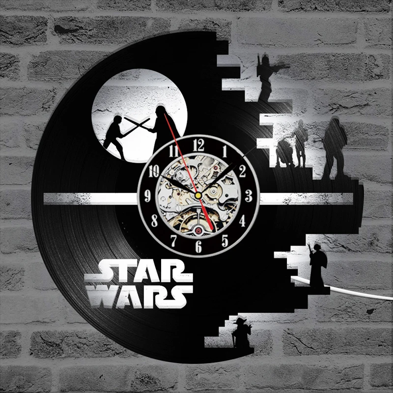 12in 3d wall clock Star Wars LED Wall Clock with 7 Colors Modern Design Movie Vintage Vinyl Record Clocks Wall Watch Home Decor