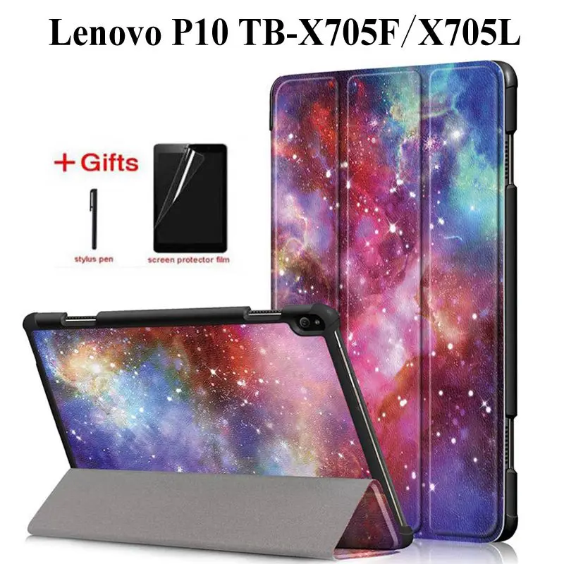 

Colorful Print PU Leather Case for Lenovo Tab P10 TB-X705F TB-X705L 10.1 inch Magnetic Cover for Lenovo Tab P10 case+flim+pen
