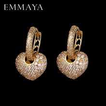 EMMAYA lujoso en forma de corazón pendientes de pavimentar con AAA Cubic Zirconia pendiente de la boda de pendientes, joyas de mujer Brincos