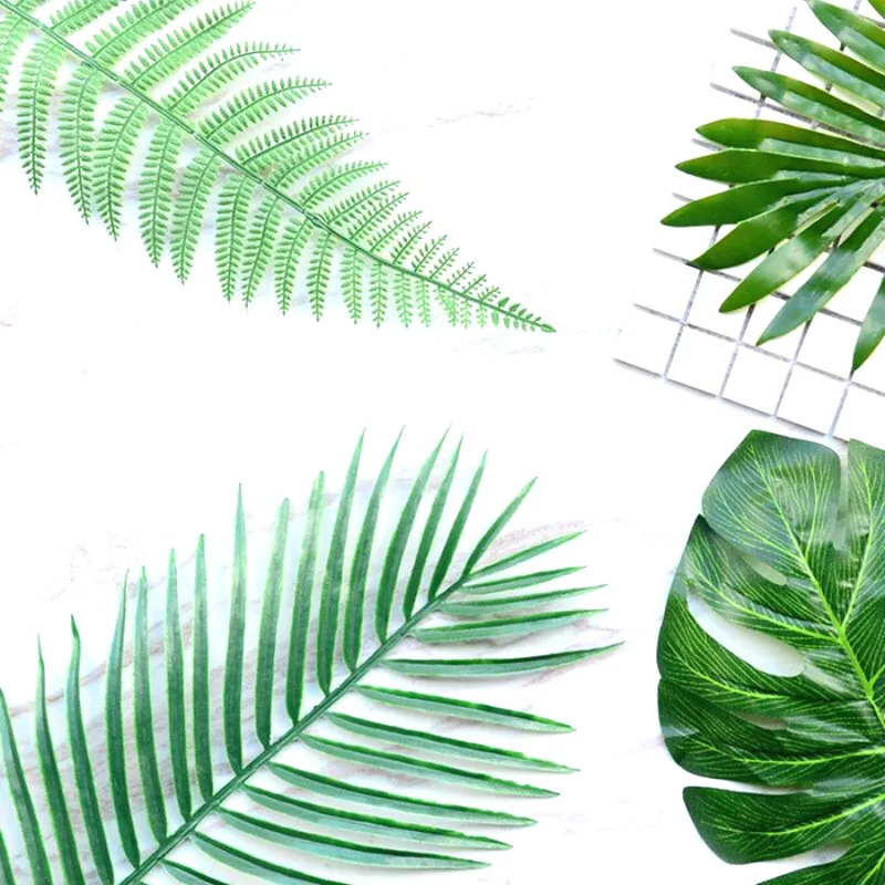 

Artificial Plants Green Leaf Decorative Flower Arrangement Accessories Palm Areca Palm Leaves Monstera Home Wedding Decoration