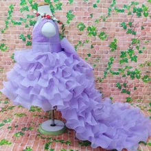 Для девочек в цветочек платья ребенка крещение платья свадебные костюмы для девочек летние платья для свадьбы Вечерние Платье с большой бант От 2 до 14 лет