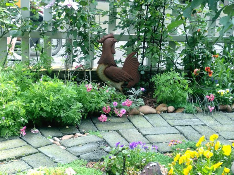 Петух металлический садовый Кол принося вибрацию в любой двор или сад установка оцинкованная курица