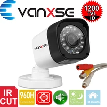 Vanxse CCTV 1/3 CMOS 1000TVL 24LEDs IR-CUT D/N Indoor Bullet Audio Security Camera Microphone Surveillance Camera
