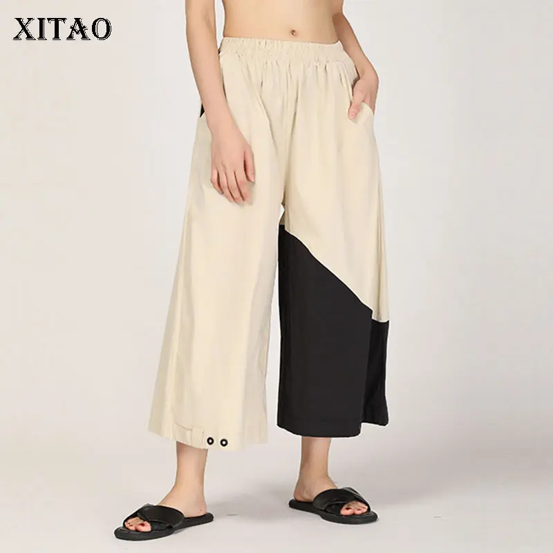 XITAO/плиссированные нестандартные штаны оригинальный Независимый Дизайн Французский национальный пэчворк 2019 летние широкие брюки ZLL3985