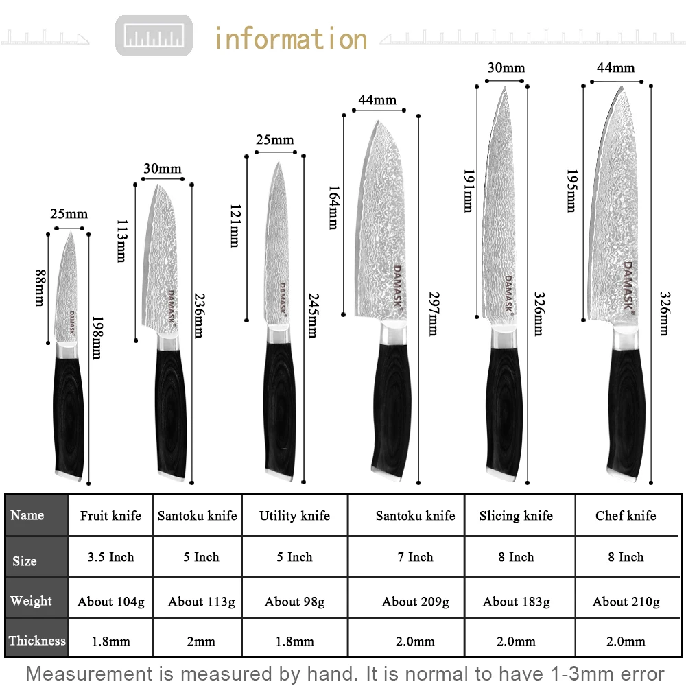 Дамасский кухонный нож DAMASK ножи шеф повара из Японии 8 дюймов нарезка 7 Santoku 5