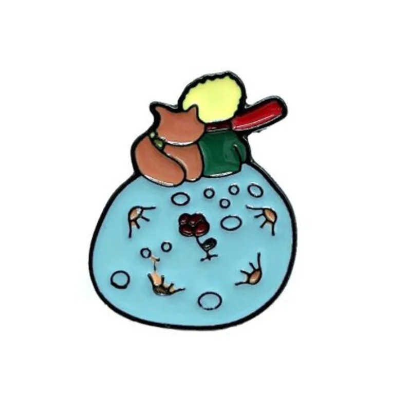 

WKOUD Don't be a boring adult ! Le Petit Prince Planet The Little Prince Fox Rose Classical Fairy Tale Hard Enamel Brooch Pin