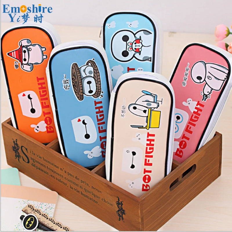 Emoshire South Korea stationery PU large capacity white pencil pencil pencil box super students pencil case box factory direct (3)