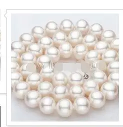 

noble women gift Jewelry Silver Clasp 17inch ladies Silver single Strand 10.5-11mm Natural White AAA Grade Akoya Pearl Necklace