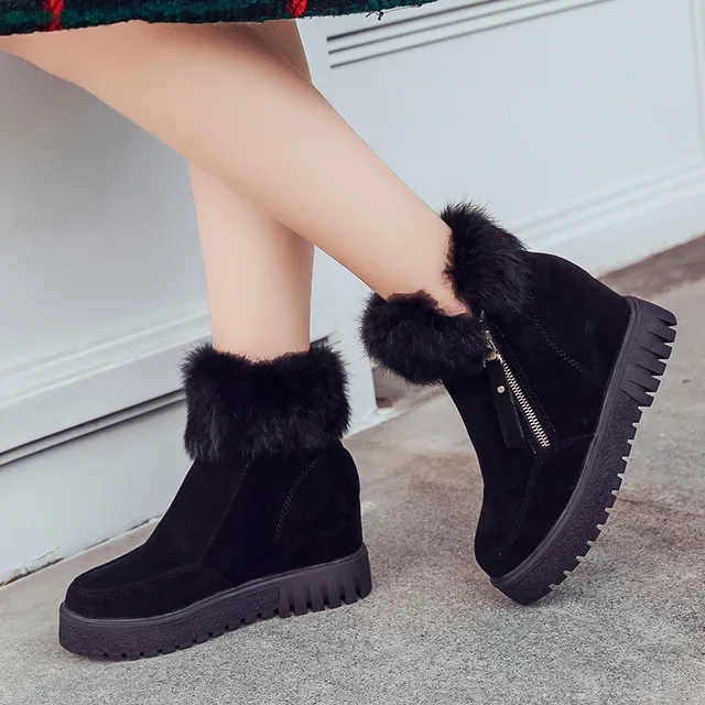 US $19.62 Womens Boots Winter Fur Warm Shoes Platform 2018 Female Snowboots Casual Sneakers Cotton Wedge Woma