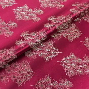 

NCF548 Rose/Black Peacock Tails Jacquard Brocade Fabric Chinese Style Couple's Lover's Clothes Silk Fabric Cushion DIY Fabrics