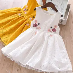 Детское платье-майка с цветочным узором для девочек, детская одежда с вышивкой сливы, оптовая продажа, детские платья, одежда