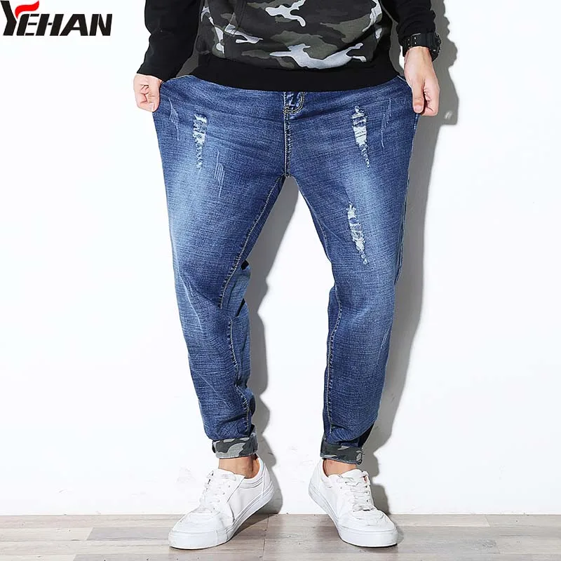 Fashion Men Baggy Ripped Jeans Denim Loose Hip Hop Harem Jeans Men Plus