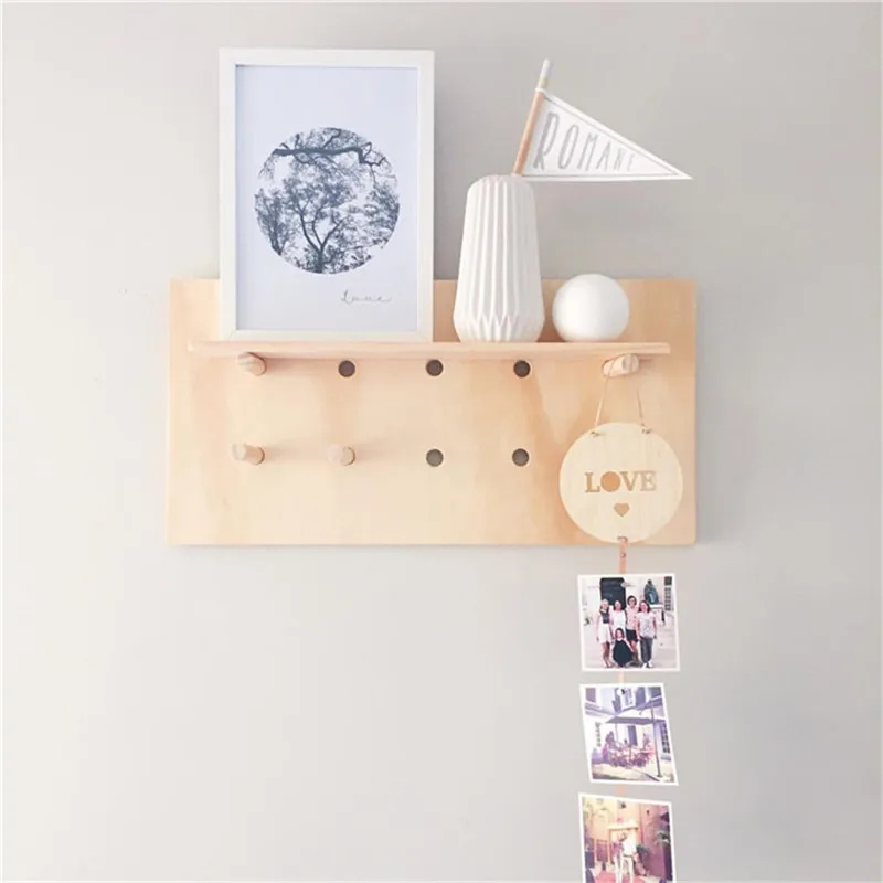 New Kids Room Wooden Storage Shelf Baby Room Wall Decorations Kids