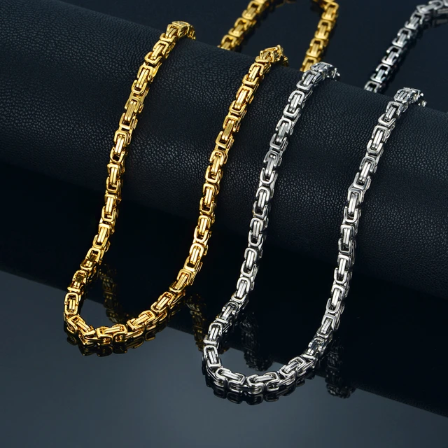 Erkek altın zincir kolye 20 "23" 26 "erkek Corrente altın renk paslanmaz  çelik kolye bizans zincirleri takı 2020 - AliExpress
