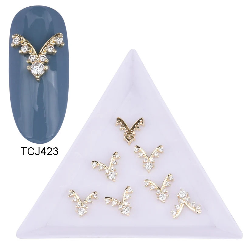 5 шт. Циркон Стразы для маникюра бриллианты украшения для ногтей украшения золото 3d ногтей талисманы цепи цветок луна Венок Дизайн TCJ416~ 430 - Цвет: TCJ423