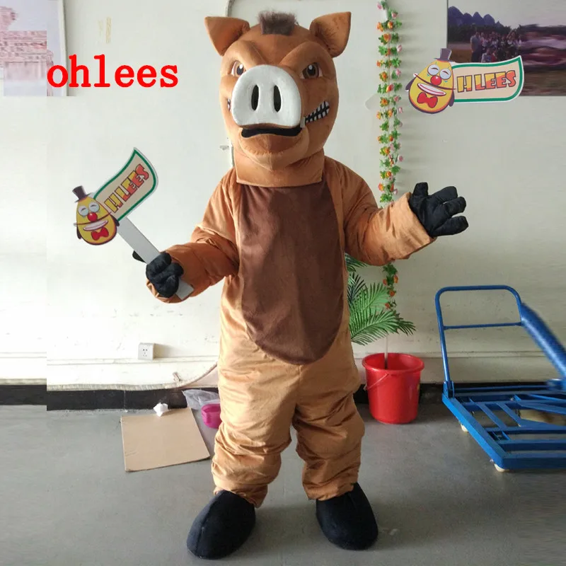 

ohlees real actual picture factory design custom made wild boar fecocious razorback Hog cartoon Mascot Costume adult costumes