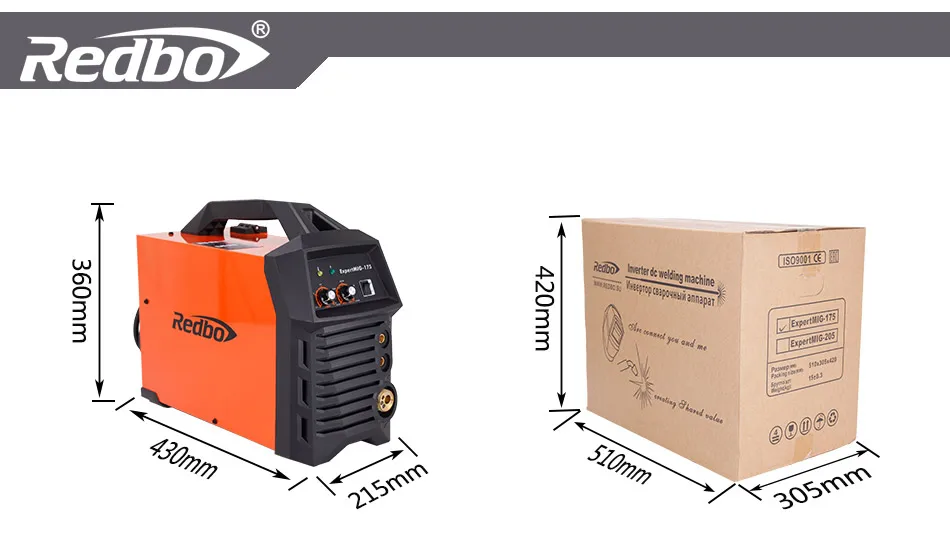 Новое время-ограниченное Redbo Mig-175 220v Igbt инвертор Co2 газовый экранированный Mig сварочный аппарат