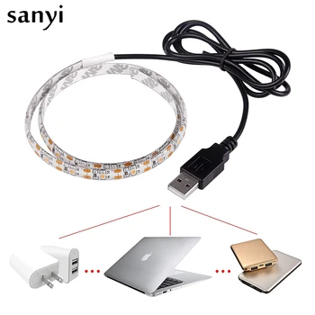 

USB LED strip SMD 3528 SMD5050 Adhesive RGB Flexible Light Lamps LED Light Cabinet Lighting Warm white White Light