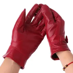 2018 Для женщин из натуральной кожи перчатки мода женский осень-зима ветронепроницаемые перчатки зимние аксессуары W77