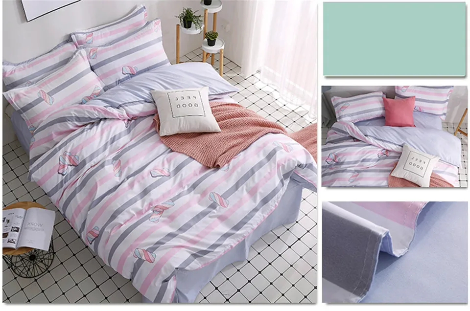 Lowdream розовое Полосатое покрывало для девочек, Комплект постельного белья, двойные льняные простыни для кровати, евро постельное белье, набор пододеяльников, набор скандинавских кроватей 150/180