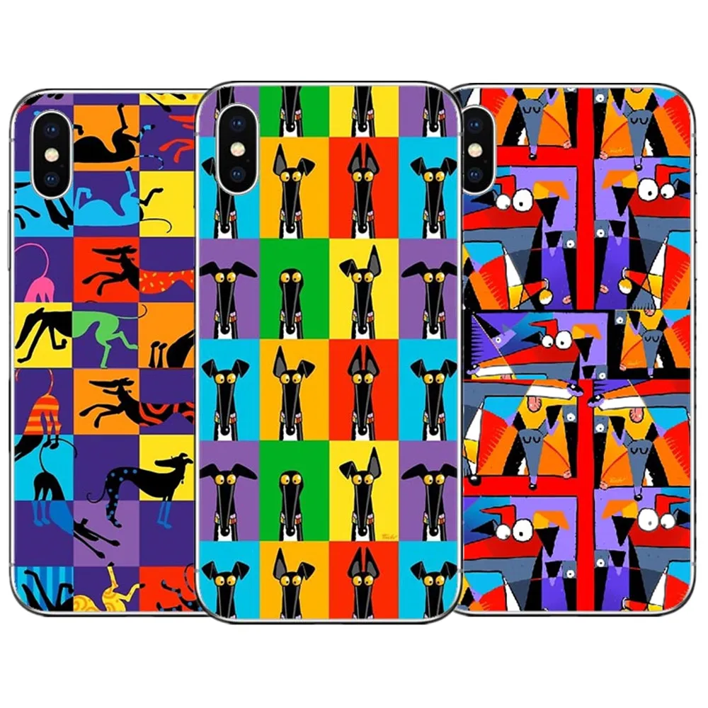 

Cartoon Greyhound Semaphore Phone Case For iPhone X 10 Dog Hard PC Phone Cover For iPhone 5 5S SE 6 6S Plus 7 XR XS MAX 8 8 Plus