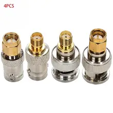 4 шт. Разъем адаптеры BNC штекер SMA гнездо прямой RF разъем адаптер для коаксиального кабеля Baofeng Walkie Talk#21
