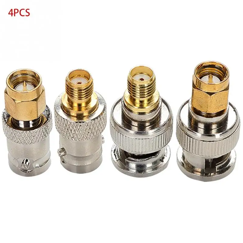 

4pcs Connector Adapters BNC Male Plug To SMA Female Jack Straight RF Connector Adapter For Coaxial Cable Baofeng Walkie Talk #21