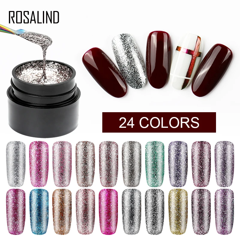 

ROSALIND Gel Nail Polish Set Shiny Platinum Nails Art For Manicure Poly Gel Lak UV Colors Top Base Coat Primer Hybrid Varnishes