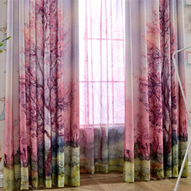 

New Type of Ink Painting Digital Printing of Flannel, Cotton and Hemp Curtains for Living Dining Room Bedroom.