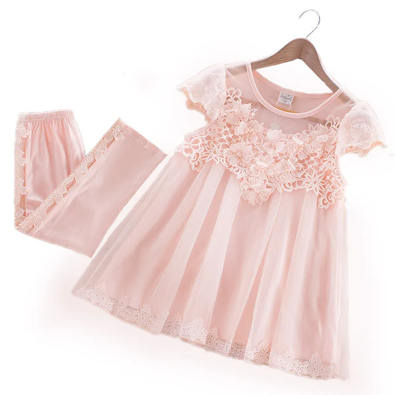 

Summer Girls Set 2019 New Children Clothes Fashion Princess Short Sleeve T shhirt Cotton Legging 2 pcs Set RT531