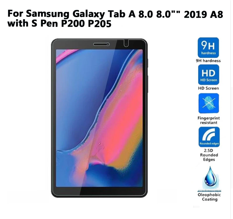 5 шт. Экран протектор для Samsung Galaxy Tab A 8,0 A2S T380 T385 T387 P205 P200 с S Pen закаленное Стекло пленка - Цвет: 2019 p200 p205