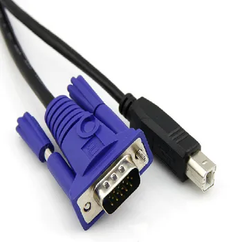 

1.5M KVM Switch Cable 2in1 USB 2.0 Type A to B 4Pin + Standard VGA SVGA 15pin PC Computer Printer Monitor Adapter Converter