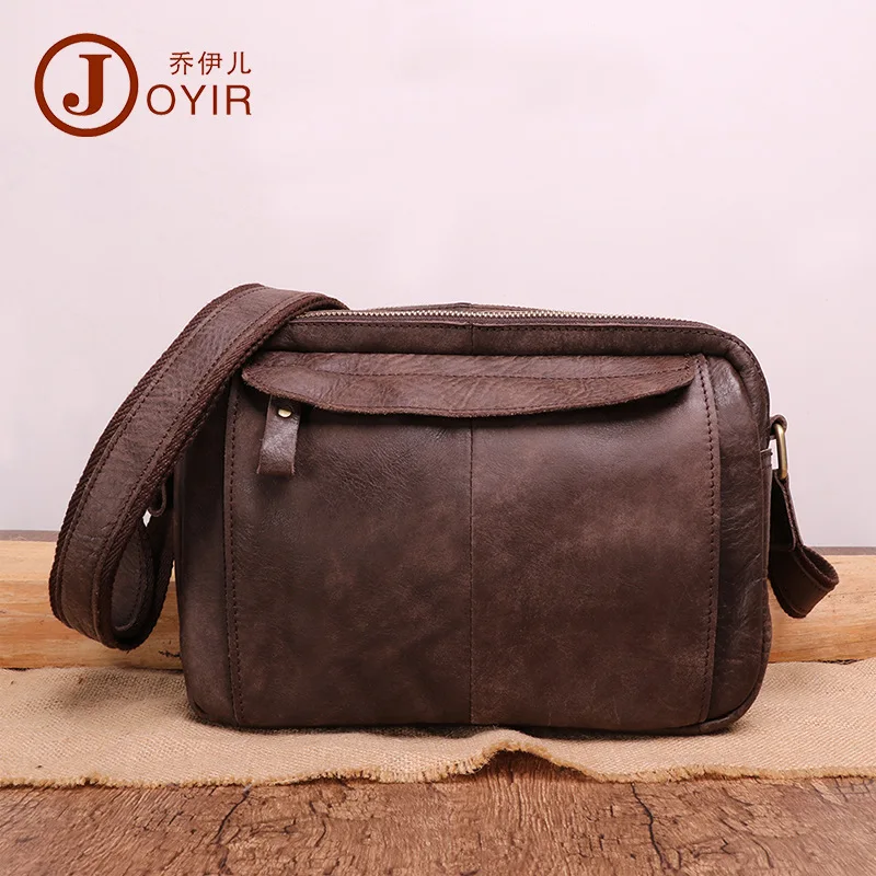 

Joyir New Messenger Bag Men Genuine Leather Shoulder Crossbody Bags for Men Fashion Casual Travel Men's shoulder bag coffee