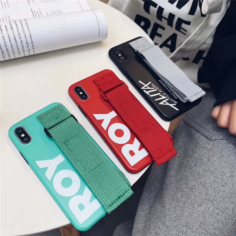 

Simple Brand Letter Hand Strap Phone Cover Case For Iphone X Xs Max Xr 10 8 7 6 6s Plus Luxury Couple Soft Silicone Coque Fundas
