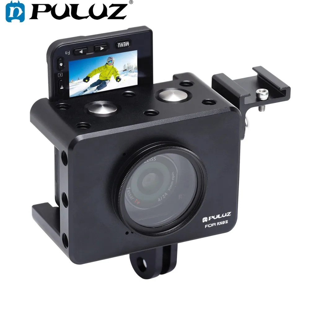 

PULUZ Housing Shell CNC Aluminum Alloy Protective Cage &37mm UV Lens&Cold-shoe Base Mount&Screw &Tripod Adapter for Sony RX0 II