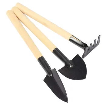 

3pcs Mini Portable Gardening Tool Metal Head Shovel Rake Spade Plant Garden Soil Raising Flowers Wooden Handle Tool Set