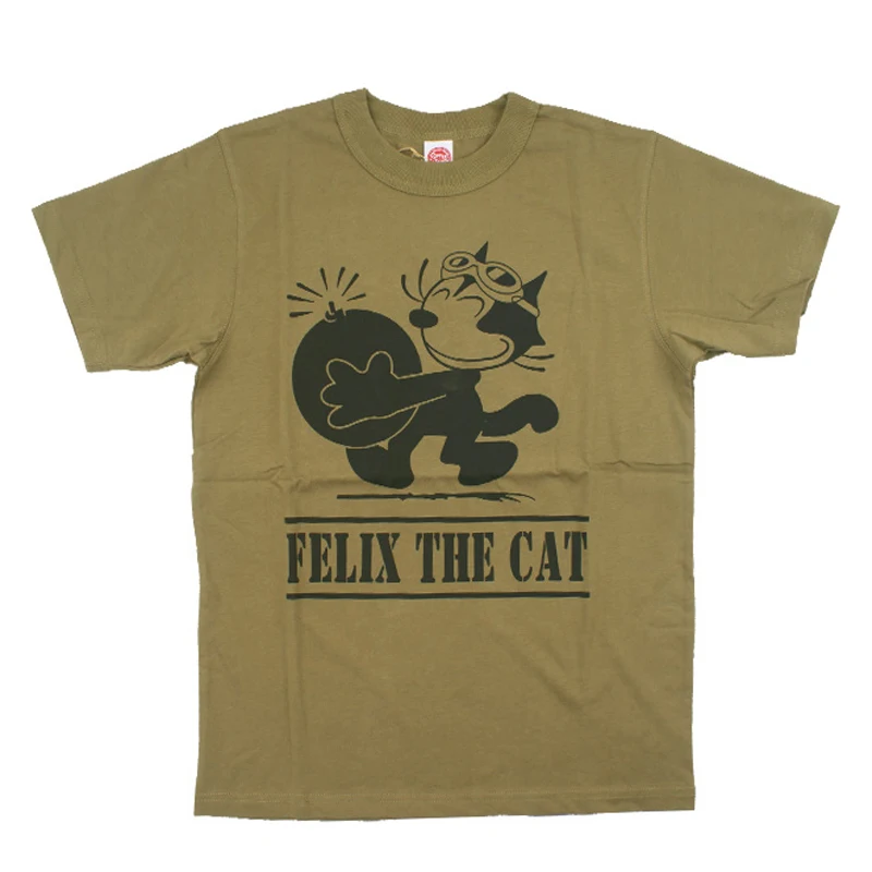 307 31 De Réductionvintage Us Navy Félix Le Chat Hommes T Shirts été Bombardement Impression Dessin Animé T Shirt Hommes Rétro Style Militaire à