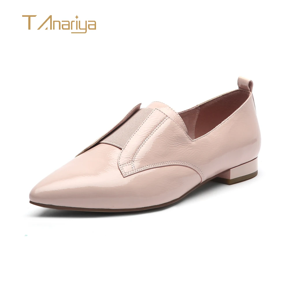 

Tanariya 2019 spring and autumn new leather patent leather shoes with pointed toes Flats ladies women shoes woman