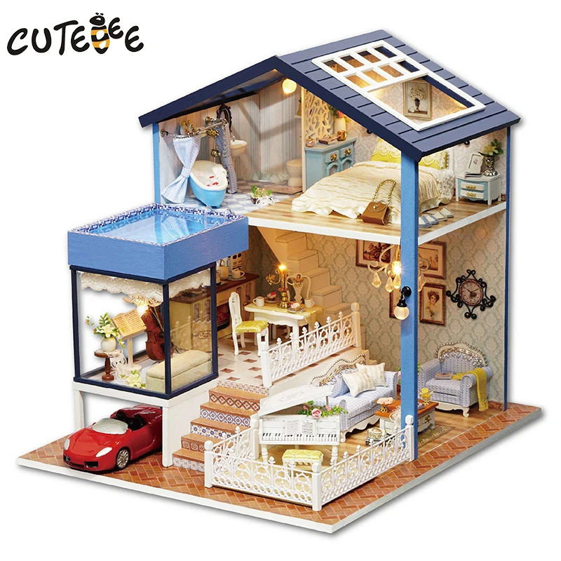 CUTEBEE Doll House Miniature DIY Dollhouse With Furnitures Wooden House font b Toys b font For