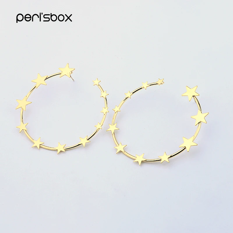Женские серьги кольца Peri'sBox золотистые/Серебристые украшения в